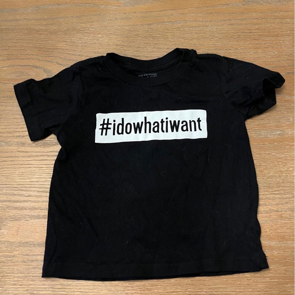 The Children's Place Black Tee with Hashtag Graphic